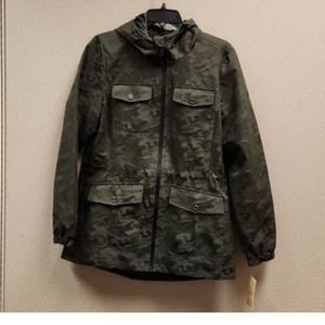 NWT Michael Kors Hooded Anorak Jacket Olive Camo Green Small